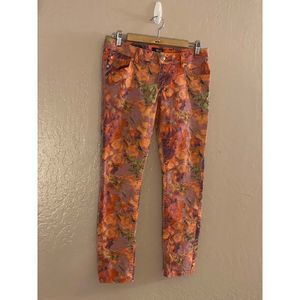 a.n.a. Bright Women’s Orange Floral Print Skinny Jeans Sz 29